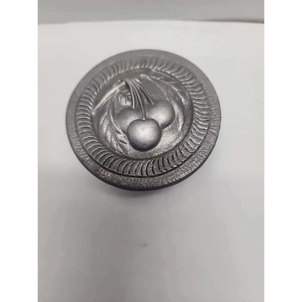 Vintage Pewter Cherry Blossom Jewelery Container Trinket Box‎ 21-6393